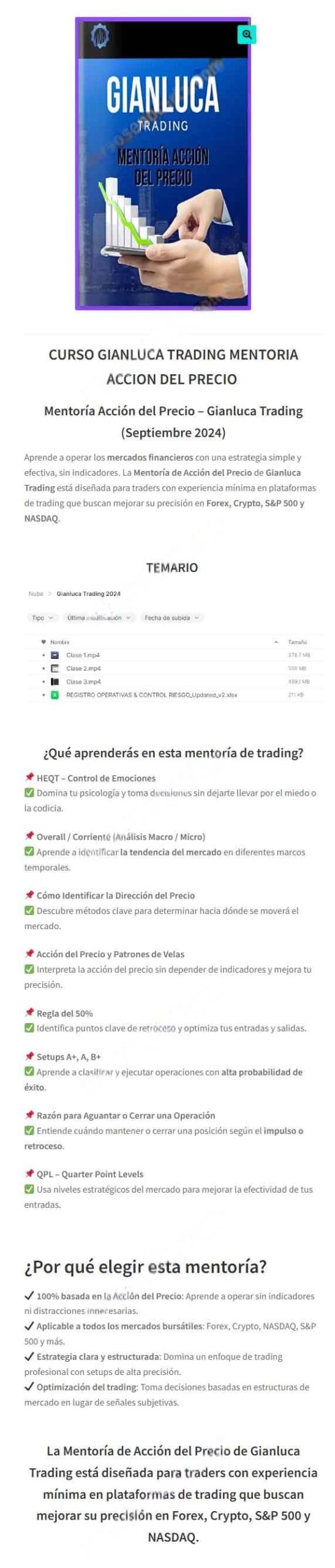 Mentoría Acción del Precio Gianluca Trading (Septiembre 2024)